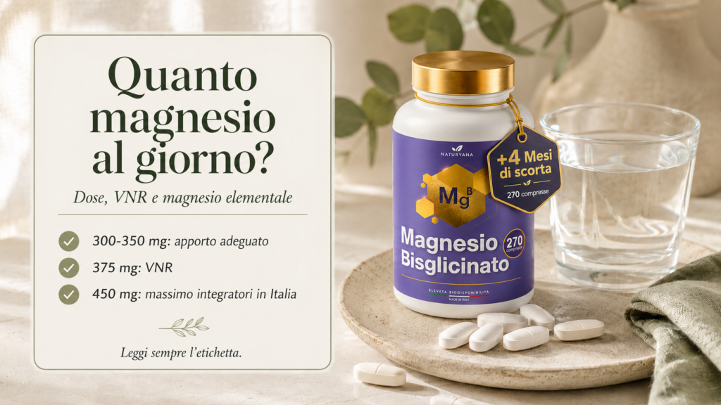 Quanto magnesio assumere al giorno? Dose, VNR e magnesio elementale spiegati bene