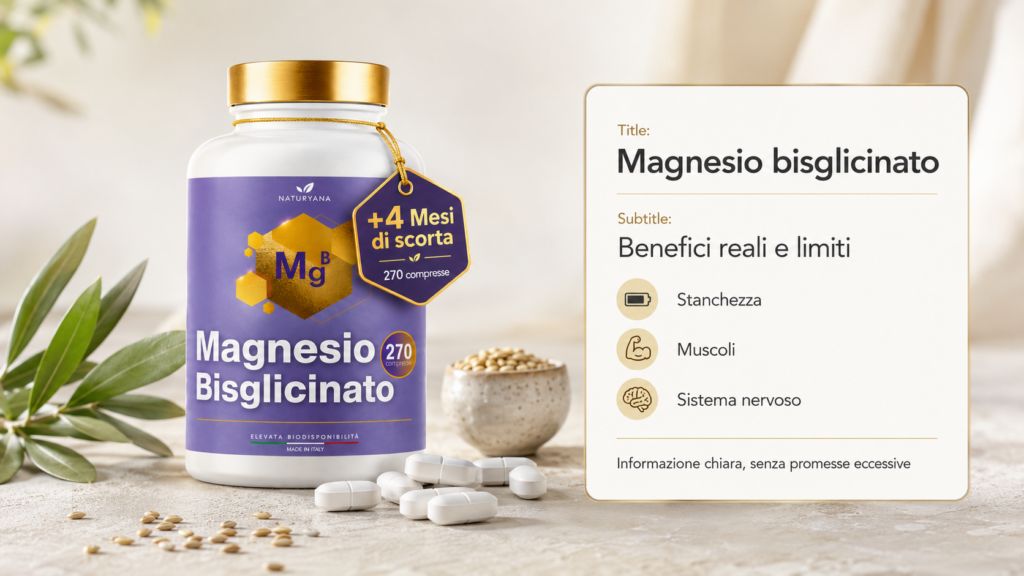 Magnesio bisglicinato: benefici reali, limiti e cosa sapere prima di assumerlo
